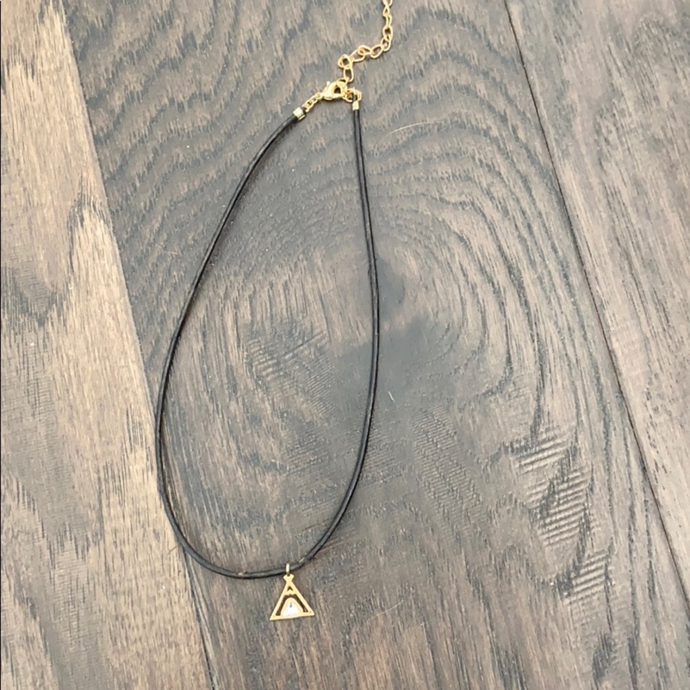 leather necklace with triangle charm